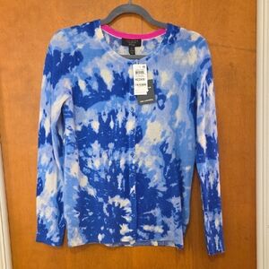 Charter Club Blue and White Tie-Dye Sweater